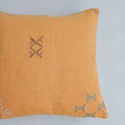 Moroccan Cactus Silk Cushion Cover, Handmade Orange Sabra Throw Pillow, Scatter 20''x20''/50x50 cm - thumbnail 2