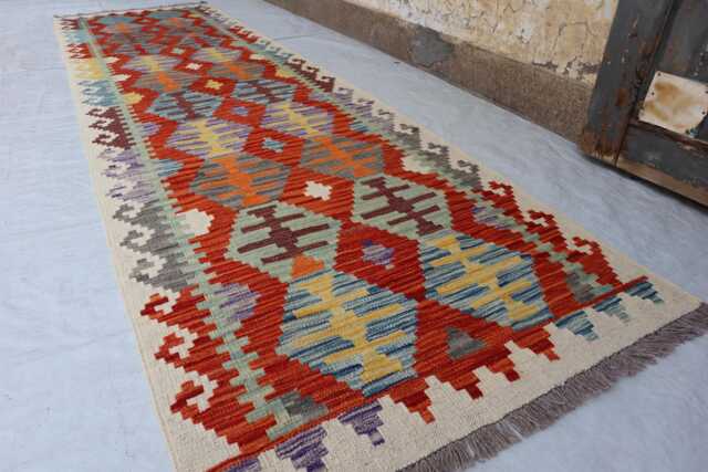 2'9x9'9 Ft Afghan Handmade Kilim Rug, Maimana Chubi Runner Stunning Flatweave Oriental Hallway Rug - image 1