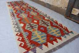 2'9x9'9 Ft Afghan Handmade Kilim Rug, Maimana Chubi Runner Stunning Flatweave Oriental Hallway Rug - thumbnail 1