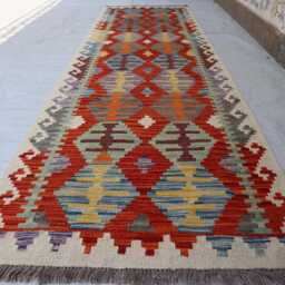 2'9x9'9 Ft Afghan Handmade Kilim Rug, Maimana Chubi Runner Stunning Flatweave Oriental Hallway Rug - thumbnail 2