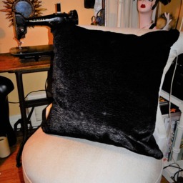 Black Faux Fur Feather Pillow, 22 - thumbnail 4