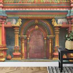 South Indian Temple Wall Mural, Arch Decor, Peel & Stick Wallpaper - thumbnail 3