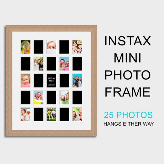 Instax Multi Photo Frame - 25 Apertures For Mini Photos Oak Veneer - image 1