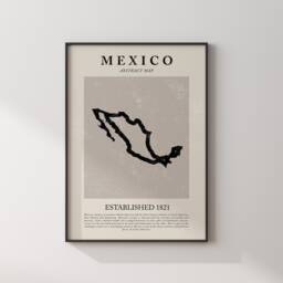 Mexico Map Vintage Abstract Wall Art Print Picasso + Matisse Inspired Travel Poster - thumbnail 1