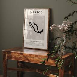 Mexico Map Vintage Abstract Wall Art Print Picasso + Matisse Inspired Travel Poster - thumbnail 2