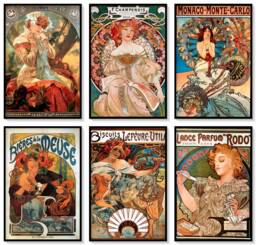 Alphonse Mucha Art Prints, Set Of 6, Nouveau French Posters - thumbnail 1