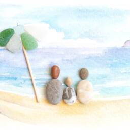 Personalised Family Beach Pebbles Lighthouse Picture, Pebble Art, By The Sea, Art For Mom, Gift - thumbnail 3