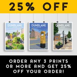 Dunblane Travel Poster - Gold Post Box Stirlingshire Scotland Old Sheriff Court - thumbnail 2