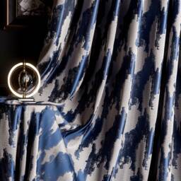 Luxury Blue & Gray Striped Curtains Custom Size Drape Panel - thumbnail 4