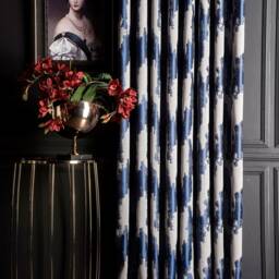 Luxury Blue & Gray Striped Curtains Custom Size Drape Panel - thumbnail 2