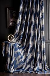 Luxury Blue & Gray Striped Curtains Custom Size Drape Panel