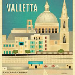 Valletta Malta Art Skyline, Poster, Vertical Print, Art, Wall Travel Gift, - Style E8-O-Val - thumbnail 2