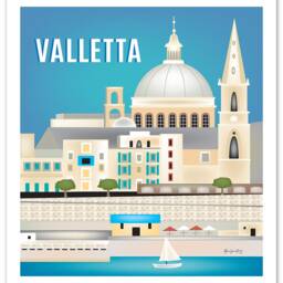 Valletta Malta Art Skyline, Poster, Vertical Print, Art, Wall Travel Gift, - Style E8-O-Val - thumbnail 3