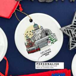Helsinki Finland Christmas Tree Ceramic Ornament Personalised Decoration Gift Bauble Home Decor Holiday Custom - thumbnail 2