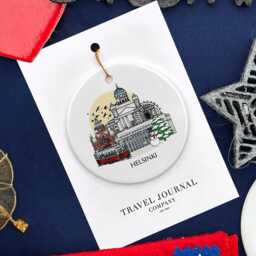 Helsinki Finland Christmas Tree Ceramic Ornament Personalised Decoration Gift Bauble Home Decor Holiday Custom - thumbnail 3