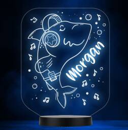 Shark Music Dancing Sea Life Cartoon Personalised Colour Change Lamp Night Light