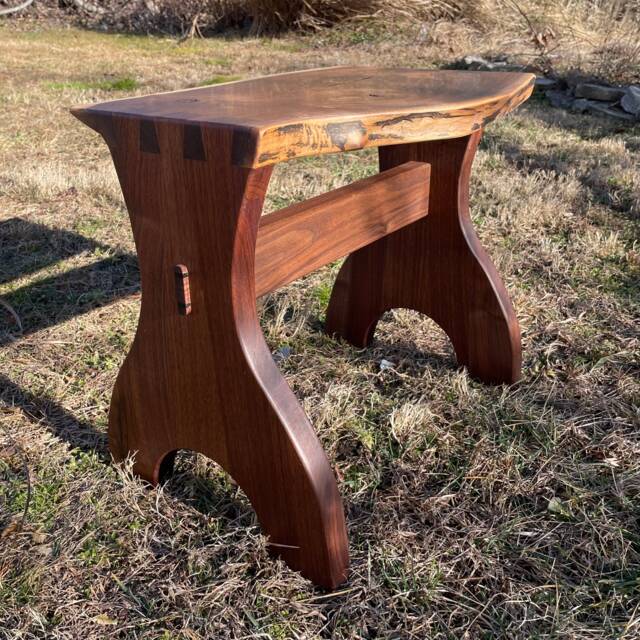 Rustic Boot Bench in Live Edge Walnut - image 1