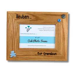 "Our First Grandchild Solid Oak Photo Frame - Personalised Wooden Picture 6x4"", 7x5" - thumbnail 3