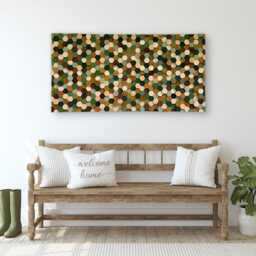 Handmade Hexagon Wall Art - Wood Decor Green Brown Beige Mosaic - thumbnail 3