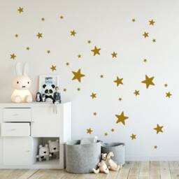 Star Wall Stickers Xl Mixed Set, 76 Decals Stars Sized From 2, 5 Up To 10cm - 4'', Grey & Gold Sticker For Kids Room Decor - thumbnail 2
