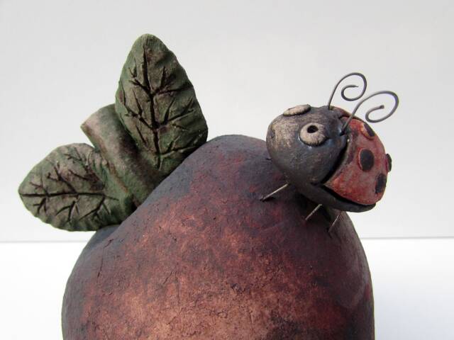 Ceramic Apple & Ladybug - image 1