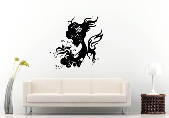 Beautiful Flower Girl Hair Salon Beauty Shop Women Fashion Wall Sticker Decal Vinyl Mural Decor Art L2255 - image 1