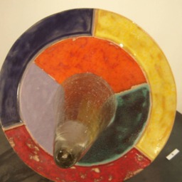 Original Glass Ceramic Spinning Top Sculpture, Modern Art - 15 3/4 X 13 25/4 In - thumbnail 3