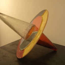 Original Glass Ceramic Spinning Top Sculpture, Modern Art - 15 3/4 X 13 25/4 In - thumbnail 2
