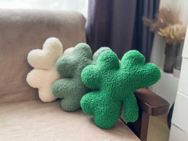 Green Shamrock Pillow - Decor - 3 Leaf Clover Irish Throw Party Patrick's Day - image 1