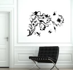 Wall Vinyl Decal Flower Floral Butterflies Guaranteed Quality Decor 2060Di - thumbnail 1