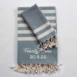 Personalised Cotton Beach Towel Set - 2nd Wedding Anniversary Gift Thank You Gift - thumbnail 2