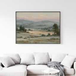 Earthy Landscape Poster, Sage Hills Wall Art, Neutral Field Painting - thumbnail 3