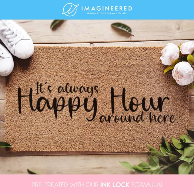 Mother's Day Doormat - Gift It's Always Happy Hour Around Here Housewarming For Her Funny - image 1