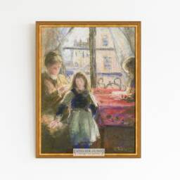 Vintage French Pastel Art Print Mother Children Impressionist Painting 5x7 9x12 - thumbnail 3