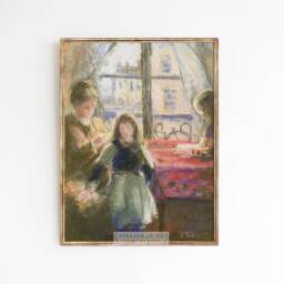 Vintage French Pastel Art Print Mother Children Impressionist Painting 5x7 9x12 - thumbnail 2