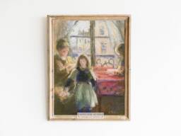 Vintage French Pastel Art Print Mother Children Impressionist Painting 5x7 9x12 - thumbnail 1