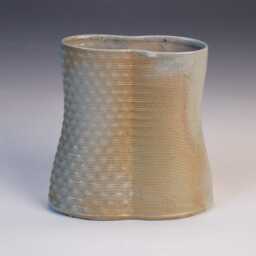 3D Printed Stoneware Flower Vase Wood & Soda Fired Clay - thumbnail 2