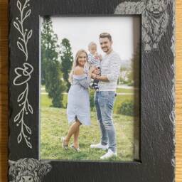 Personalised Slate Photo Frame Highland Cow Decor, Engraved in Scotland - thumbnail 3