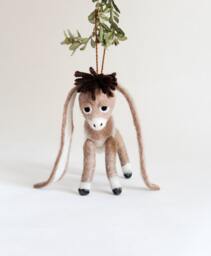 Christmas Ornament - Nestor The Small Long-Eared Donkey. Art Toy Felted Baby Donkey Gift For Kids - thumbnail 1
