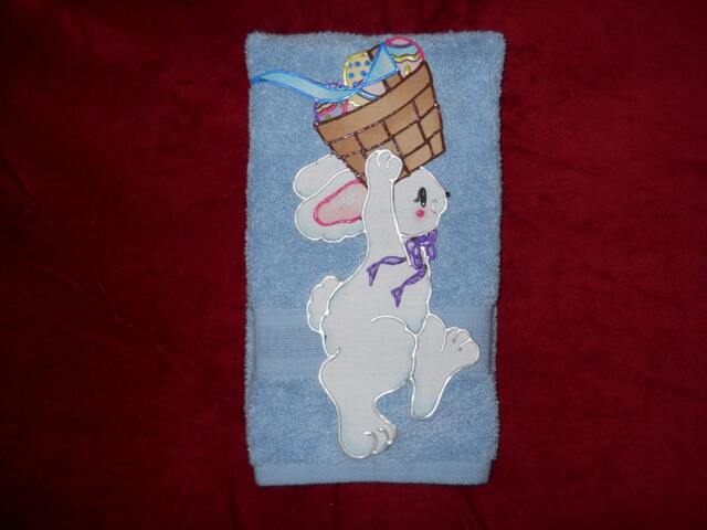 Appliqued Easter Bunny Hand Towel Vintage Daisy Kingdom Design - image 1