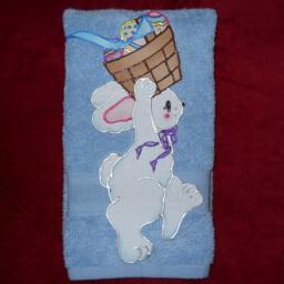 Appliqued Easter Bunny Hand Towel Vintage Daisy Kingdom Design - thumbnail 2