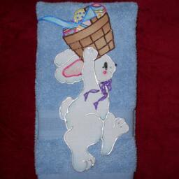 Appliqued Easter Bunny Hand Towel Vintage Daisy Kingdom Design - thumbnail 3