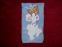 Appliqued Easter Bunny Hand Towel Vintage Daisy Kingdom Design - thumbnail 1