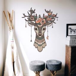 Woodland Deer Wall Decal Baby Girl Nursery, Custom Antler Horns Sticker Kids Playroom, Hunting Bedroom Decor, Rustic Vl36 - thumbnail 2