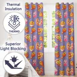 Cute French Fries Seamless Pattern Purple Background Readymade Eyelet Ring Top Thermal 100% Blackout Curtains - thumbnail 3