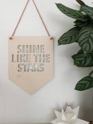 Shine Like The Stars Wall Hanging - Nursery/Playroom Decor Wooden Bunting Flag Laser Engraved UK - thumbnail 1