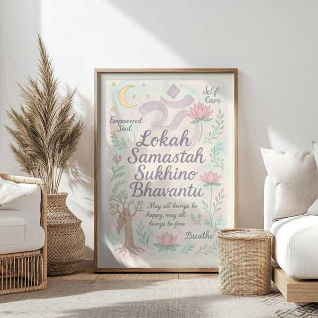 Lokah Samastah Sukhino Bhavantu Mantra Unframed Poster - Spiritual Home Wall Decor - image 1