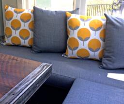 Citrus Yellow Pillow Cover - Modern Geo Ikat Design, Outdoor Accent - thumbnail 1
