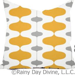 Citrus Yellow Pillow Cover - Modern Geo Ikat Design, Outdoor Accent - thumbnail 3