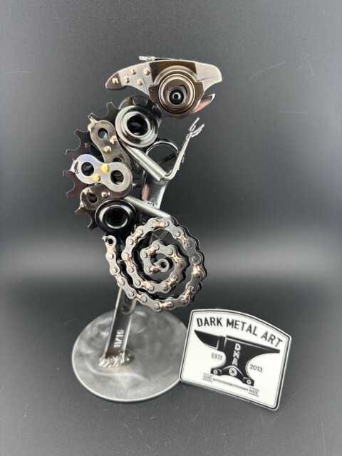Scrap Metal Art Chameleon Upcycled Car & Bicycle Parts - image 1